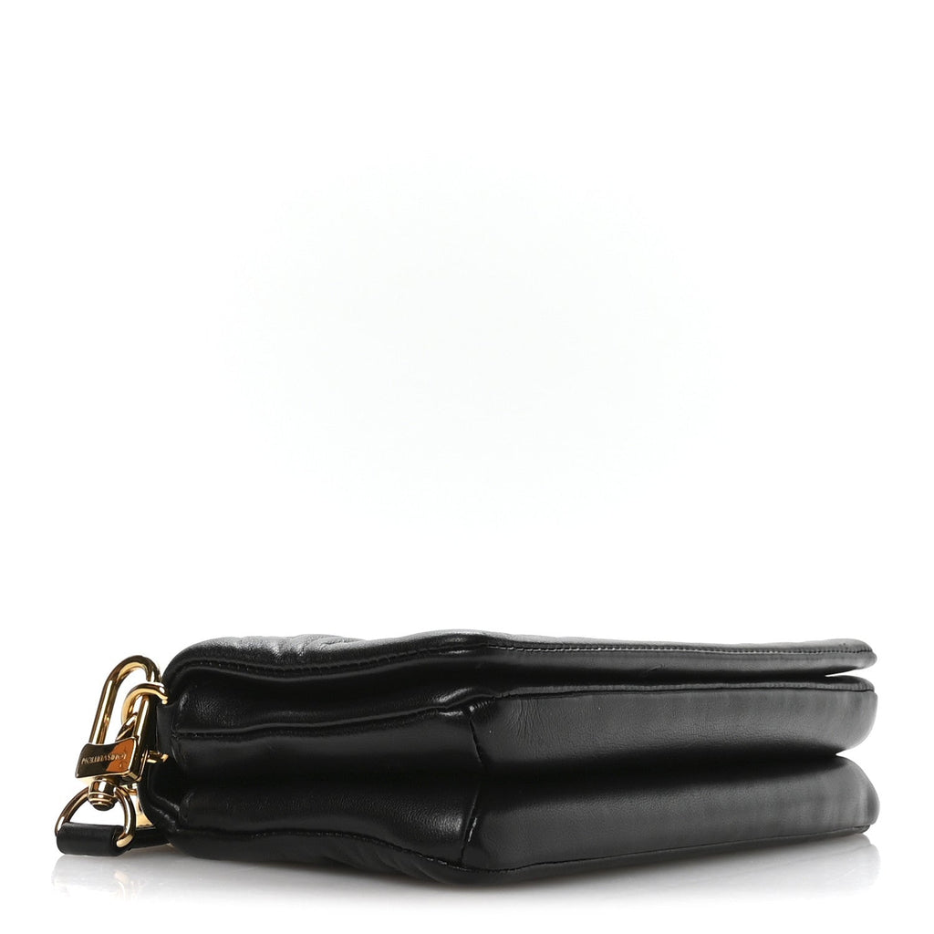 Louis Vuitton Lambskin Embossed Monogram Pochette Coussin Crossbody Black