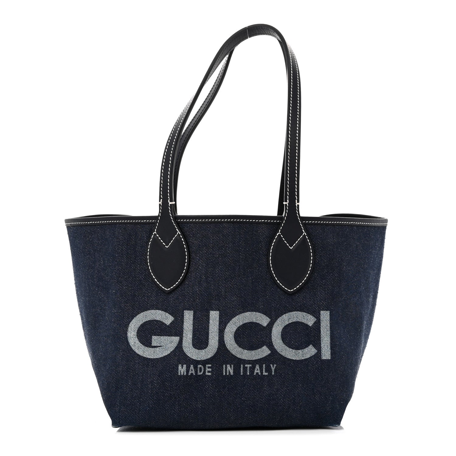 Gucci GG Supreme Monogram Denim Small Totissima Reversible Tote Beige Blue