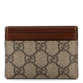 Gucci GG Supreme Monogram Calfskin Card Holder Beige Ebony Cuir