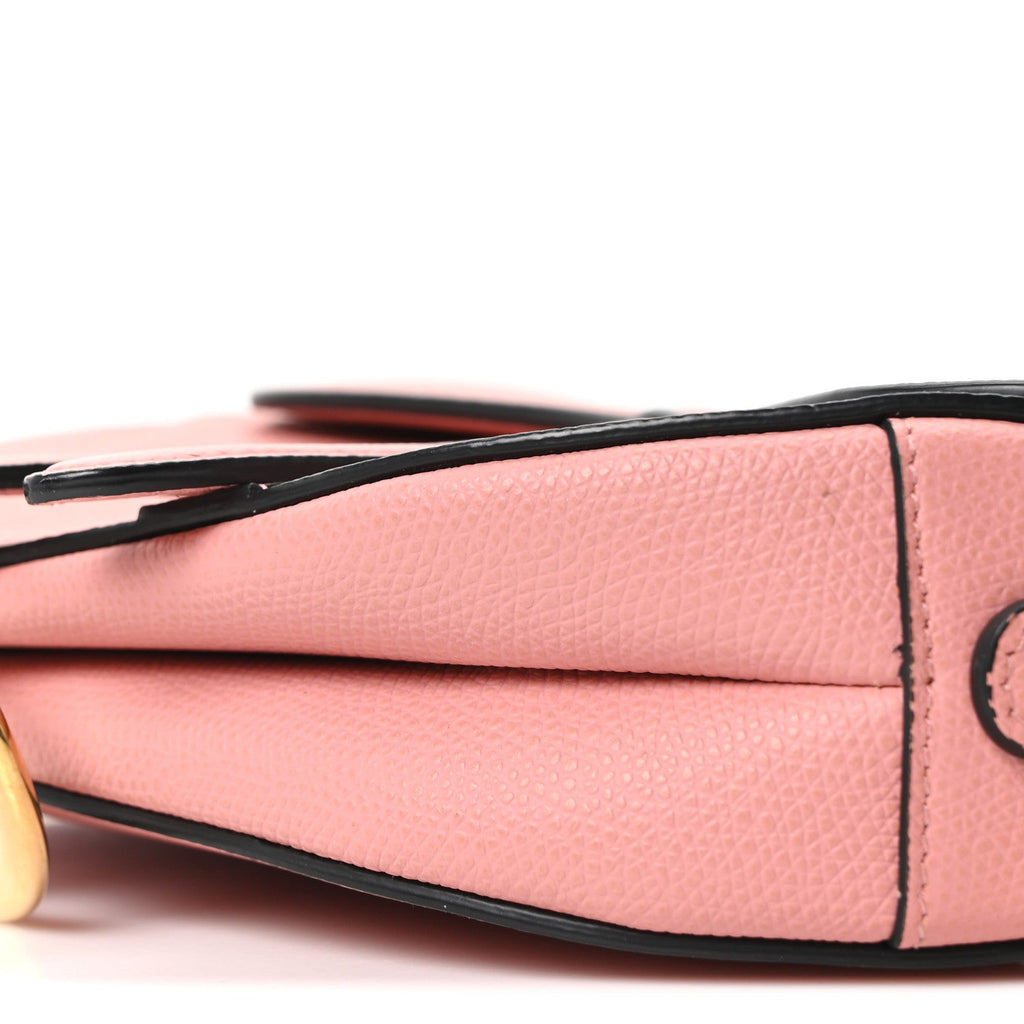 Christian Dior Grained Calfskin Mini Saddle Bag Pink