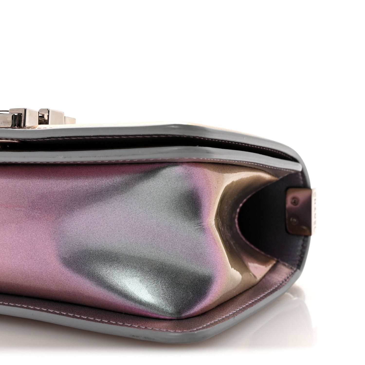 Chanel Iridescent Patent Calfskin PVC Quilted Small Boy Flap Light Purple
