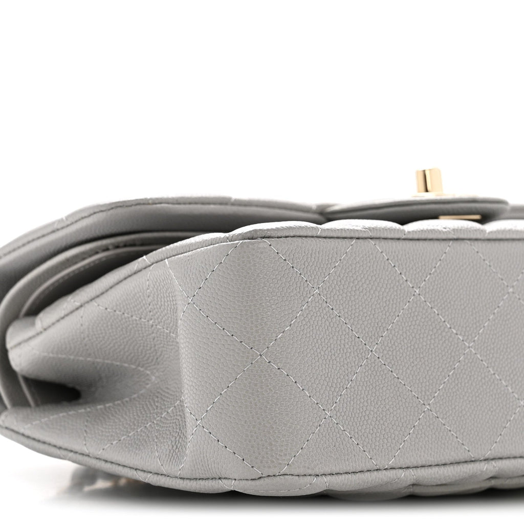 Chanel Caviar Quilted Small Double Flap Grey