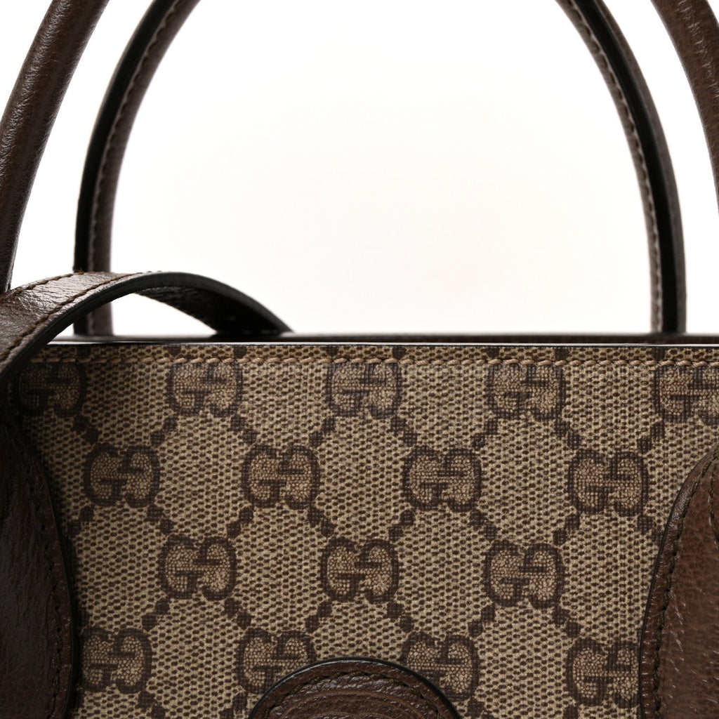 Gucci GG Supreme Monogram Textured Dollar Calfskin Web Gucci Tiger Small Retro Interlocking G Tote Bag Beige Ebony Live Red New Shamarock New Acero