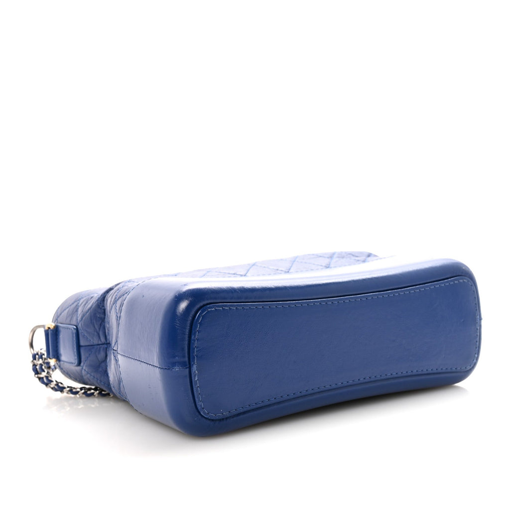 Chanel Aged Calfskin Quilted Medium Gabrielle Hobo Blue