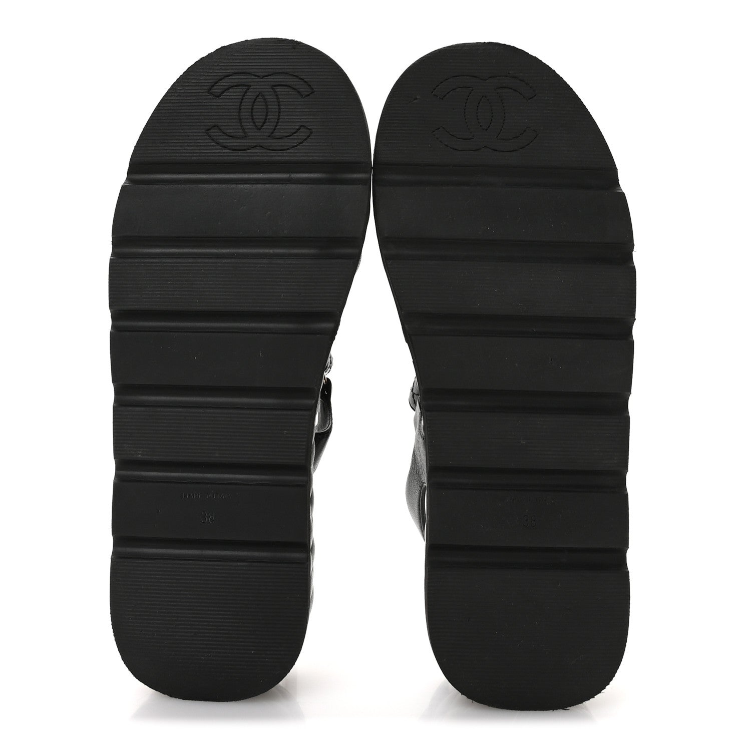 Lambskin Quilted Platform Sandals 38 Black