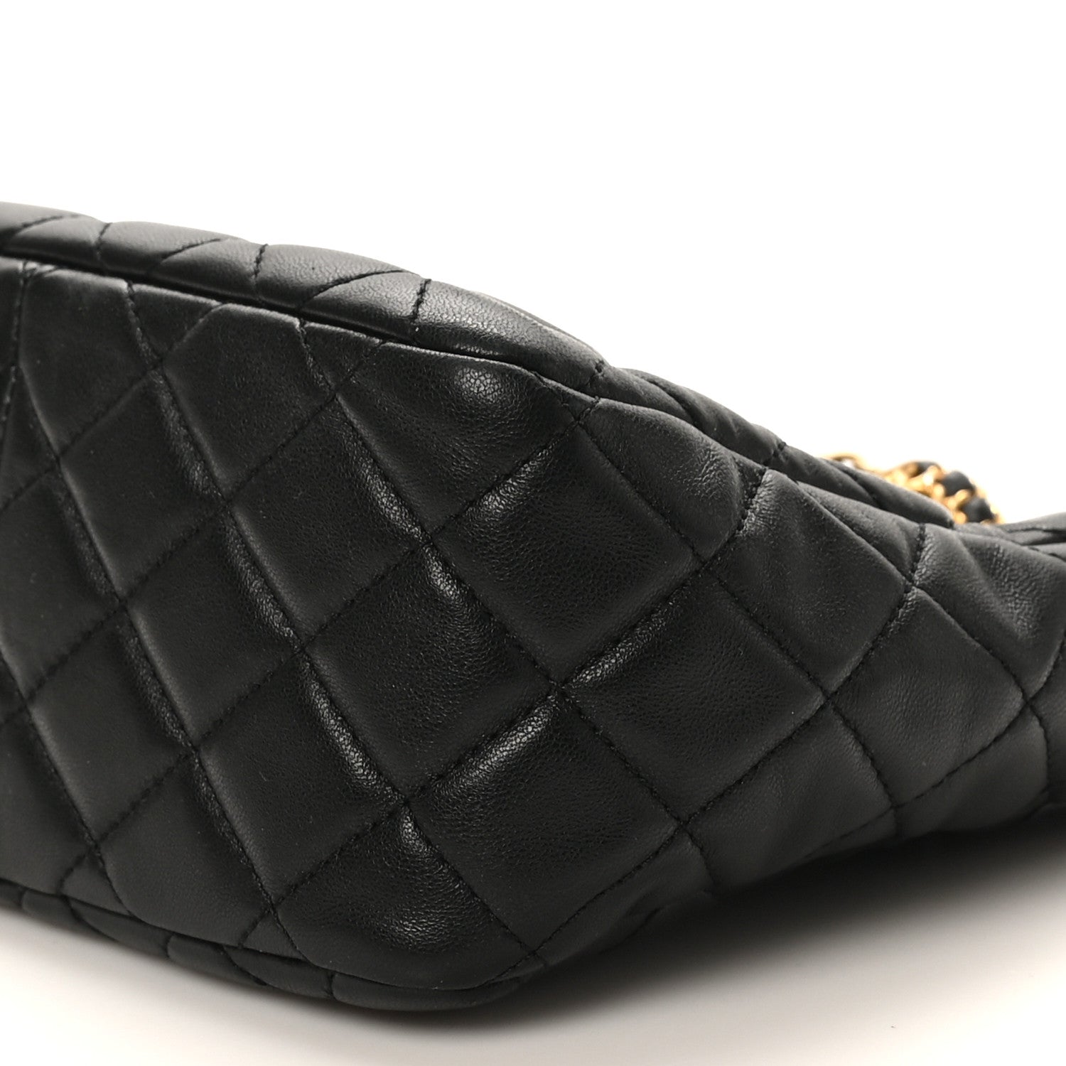 Chanel Lambskin Quilted Small Pearl Crush Hobo Black