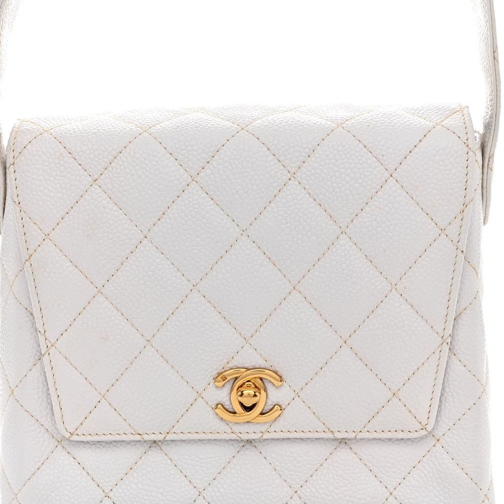 Chanel Caviar CC Shoulder Bag White