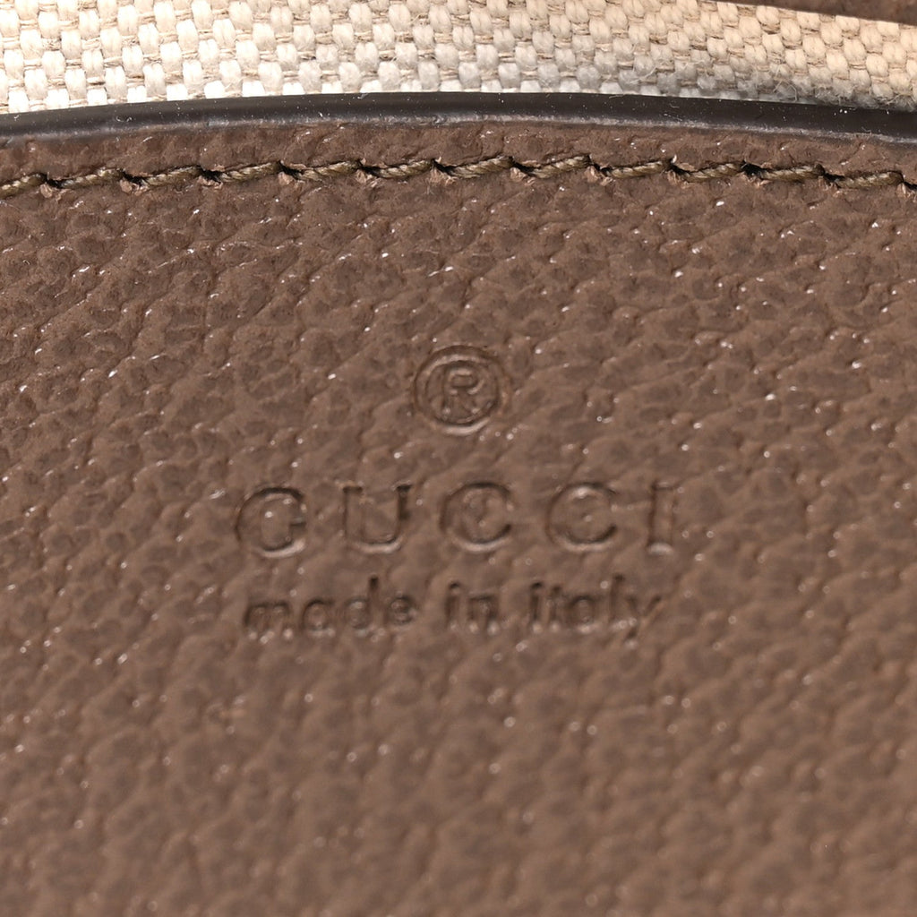 Gucci GG Supreme Monogram Textured Dollar Calfskin Web Small Ophidia GG Handbag Beige Ebony New Acero