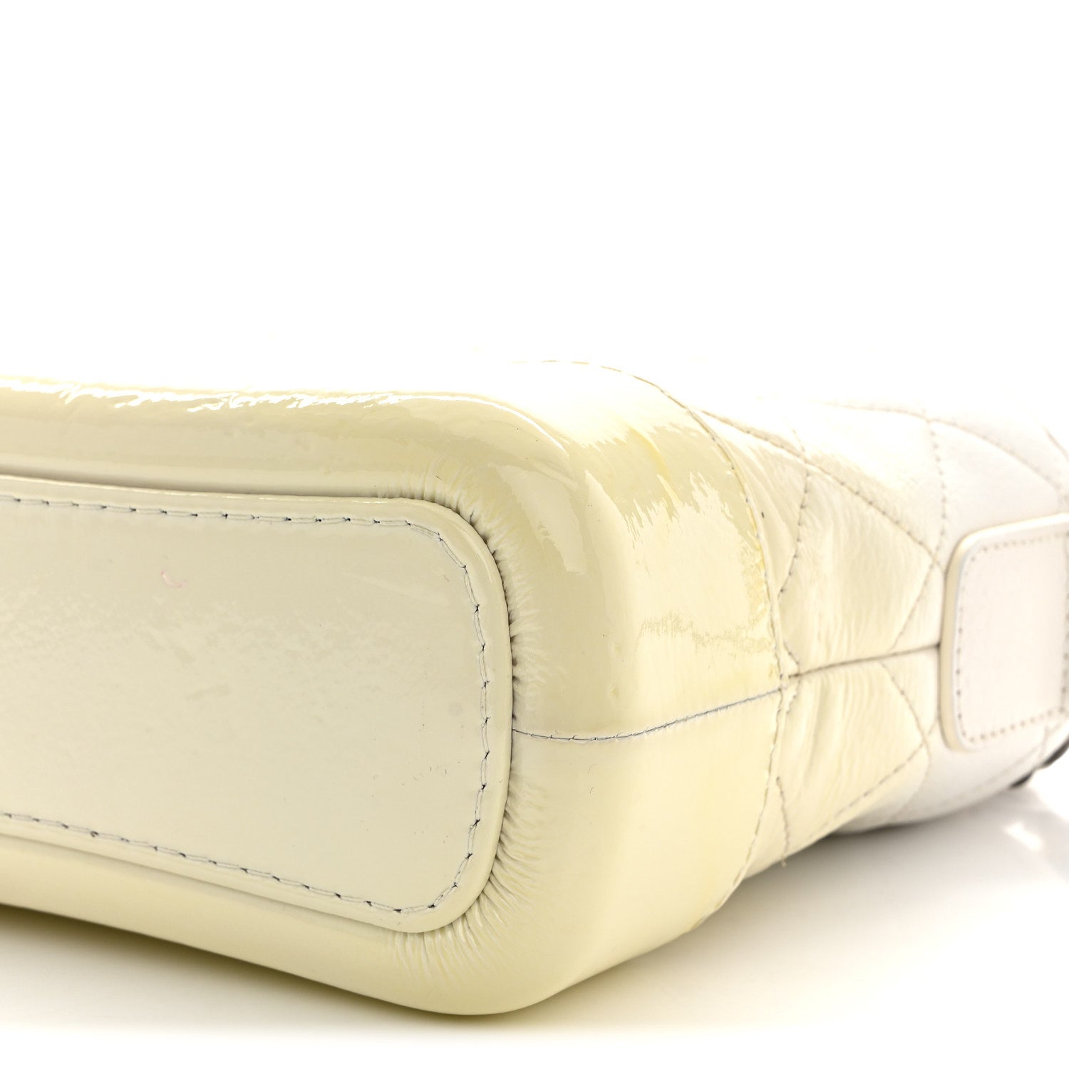Chanel Patent Goatskin Quilted Small Gabrielle Hobo White