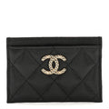 Caviar Metal Perforated Quilted Card Holder Black
