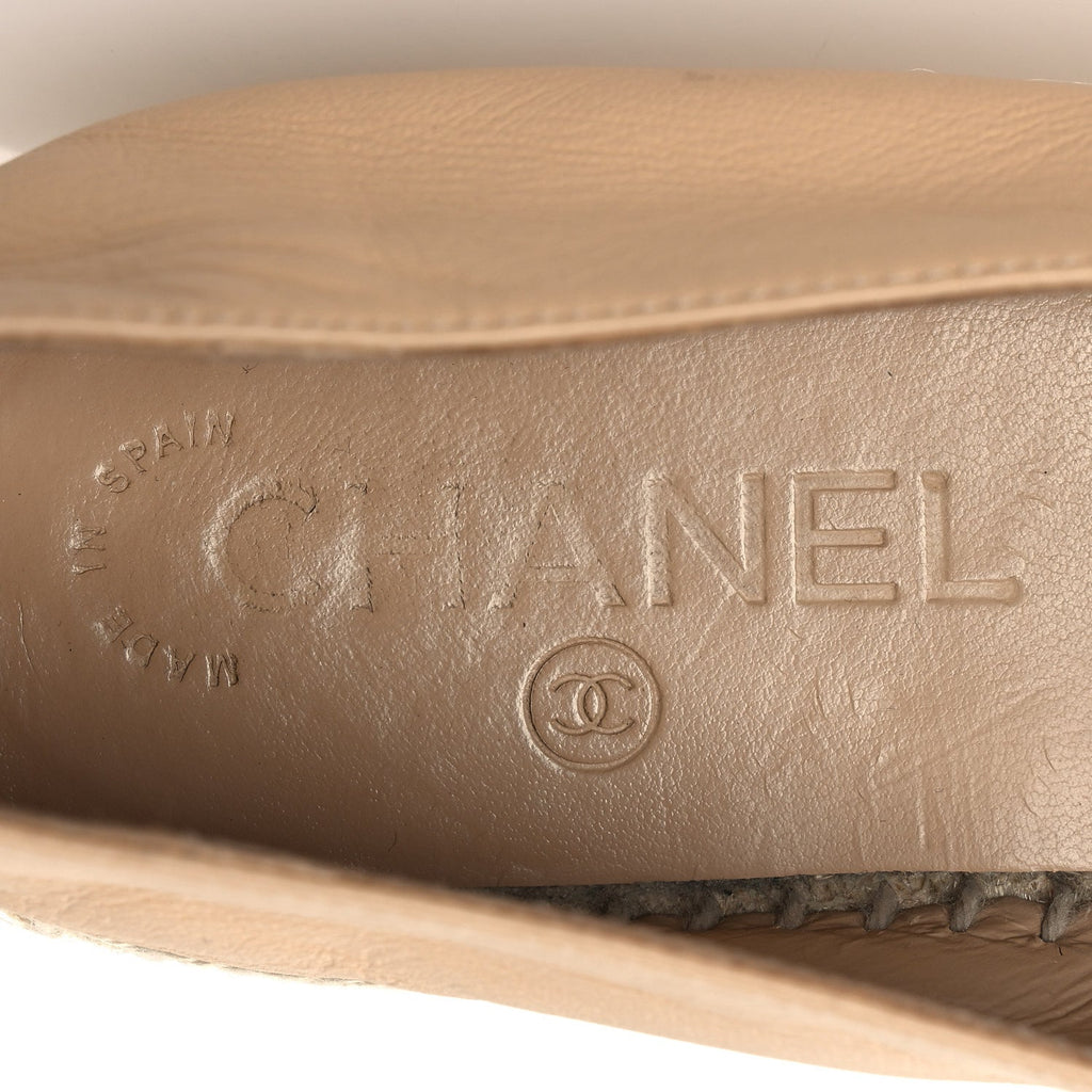 Lambskin CC Espadrilles 37 Beige Black