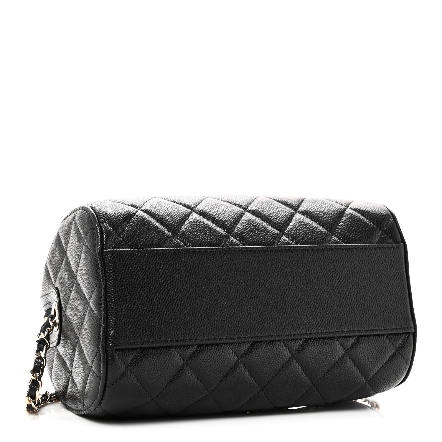 Chanel Caviar Quilted Barrel Clutch With Chain  Black