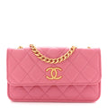 Chanel Lambskin Quilted Pillow Crush Flap Phone Holder With Chain Pink
