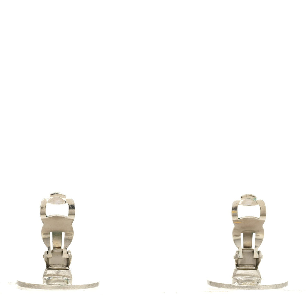 Logo Clip On Earrings Silver