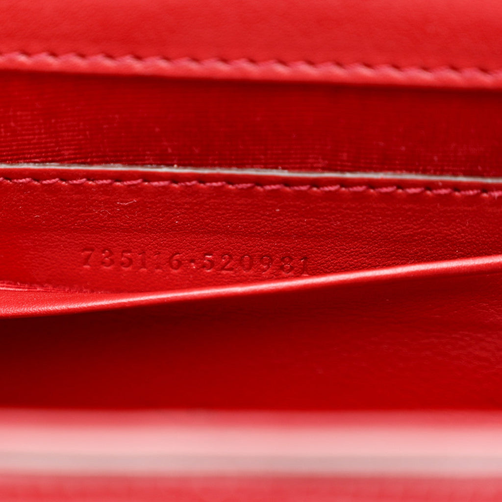 Gucci Moire Fabric Calfskin Rhinestone Monogram Monochrome Lizard Embossed Mini Bamboo 1947 Top Handle Chain Bag Red