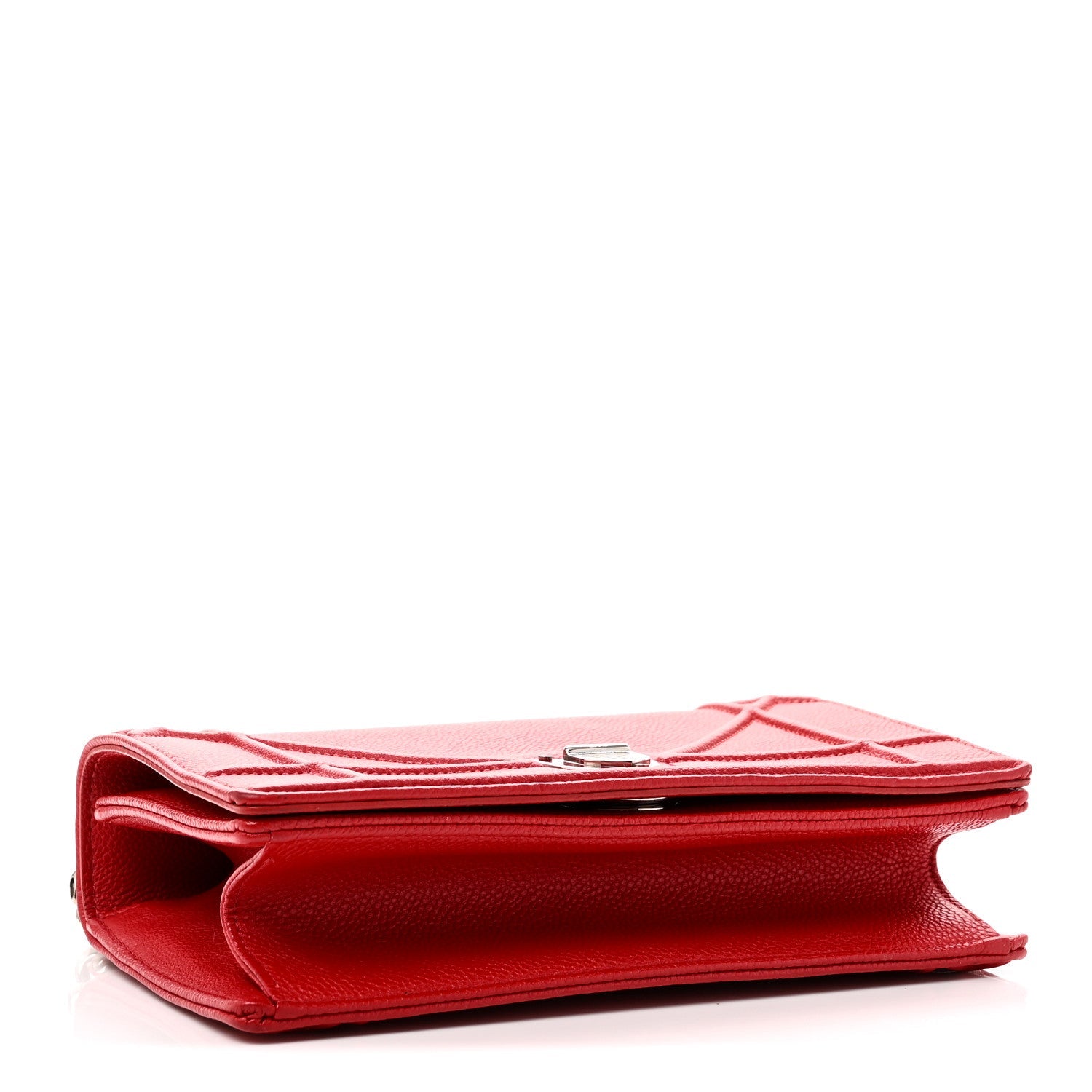 Christian Dior Grained Calfskin Small Diorama Flap Bag Red