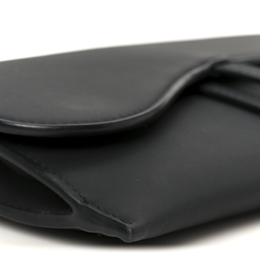 Christian Dior Ultra Matte Calfskin Saddle Chain Wallet Pouch Black