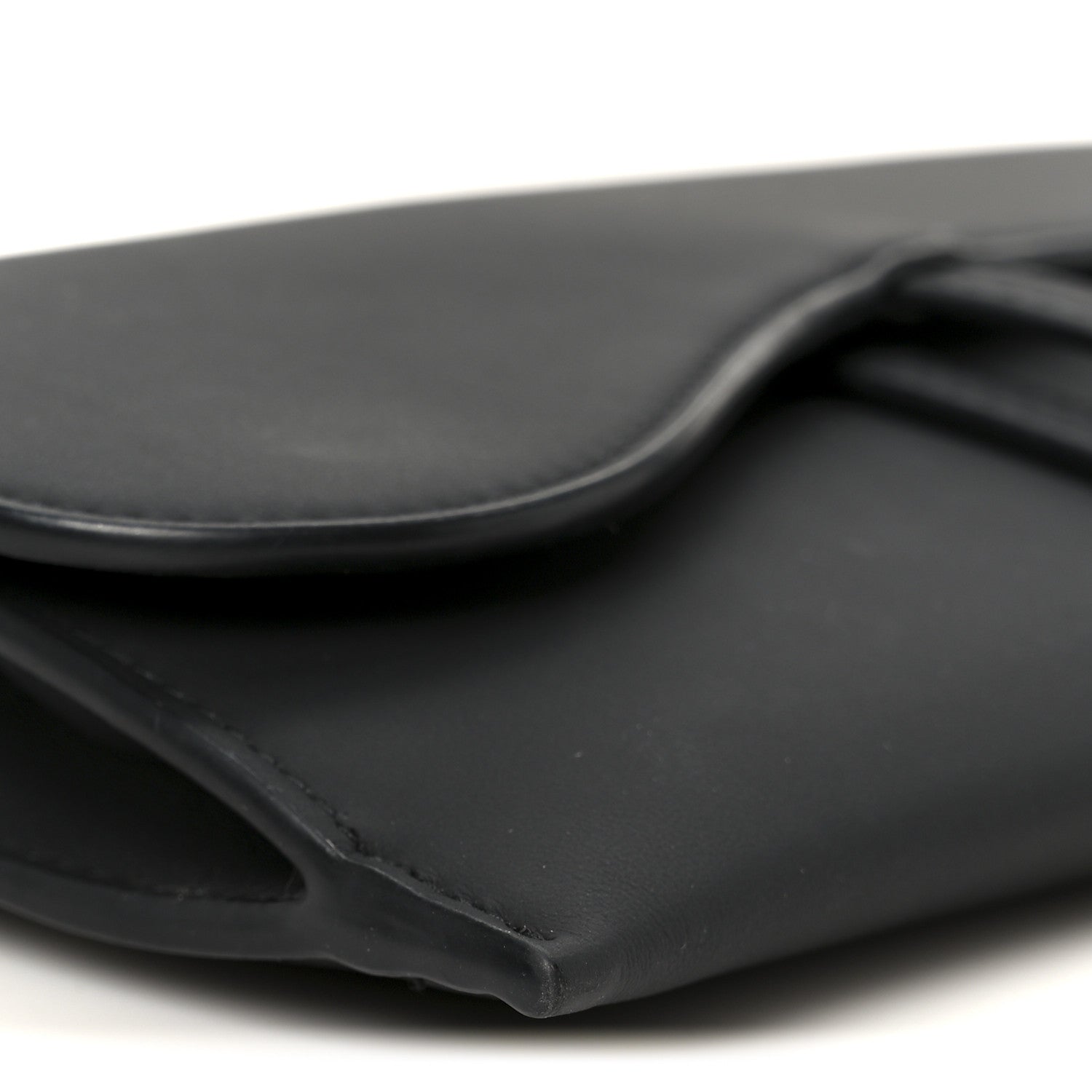 Christian Dior Ultra Matte Calfskin Saddle Chain Wallet Pouch Black