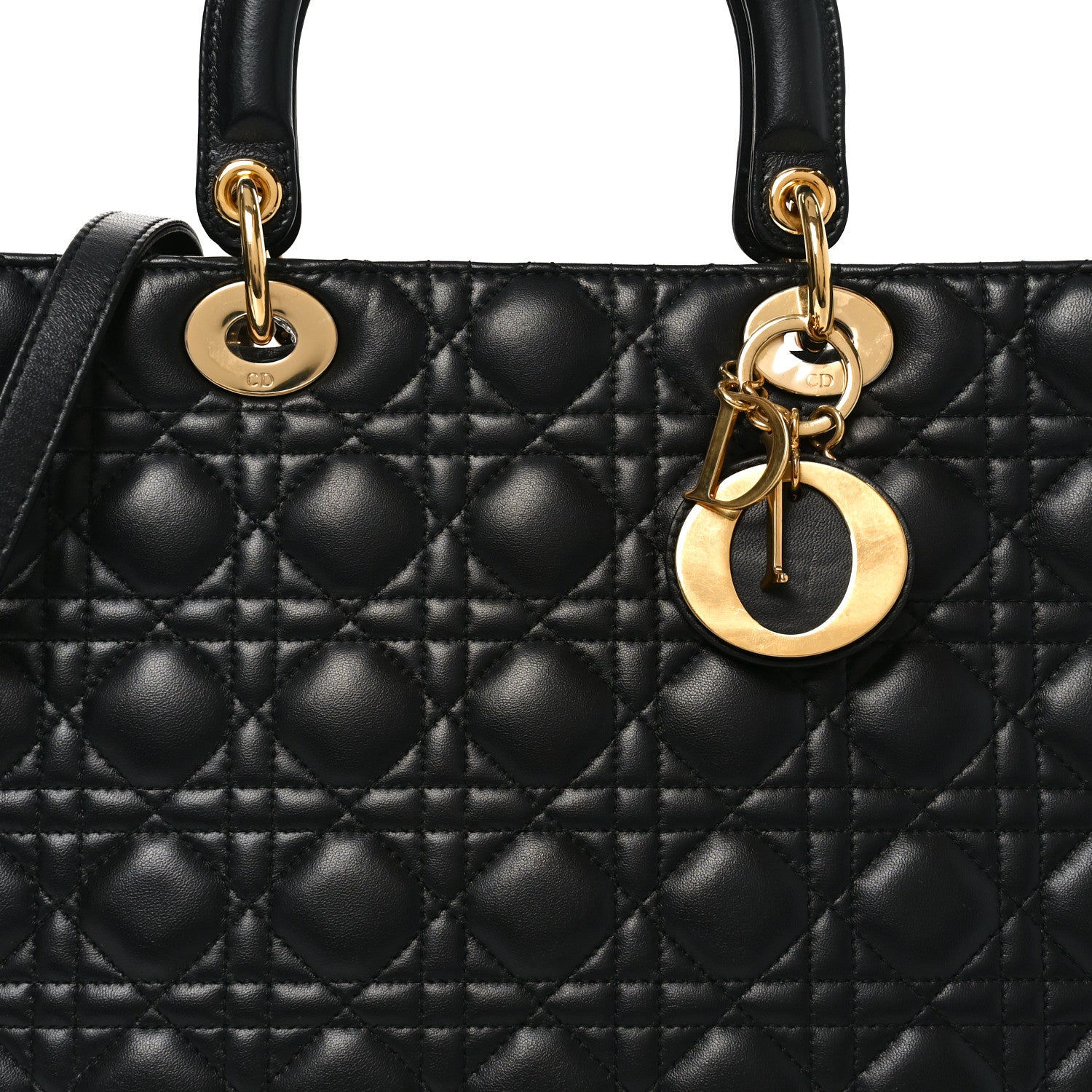 Christian Dior Lambskin Cannage Large Lady Dior Black