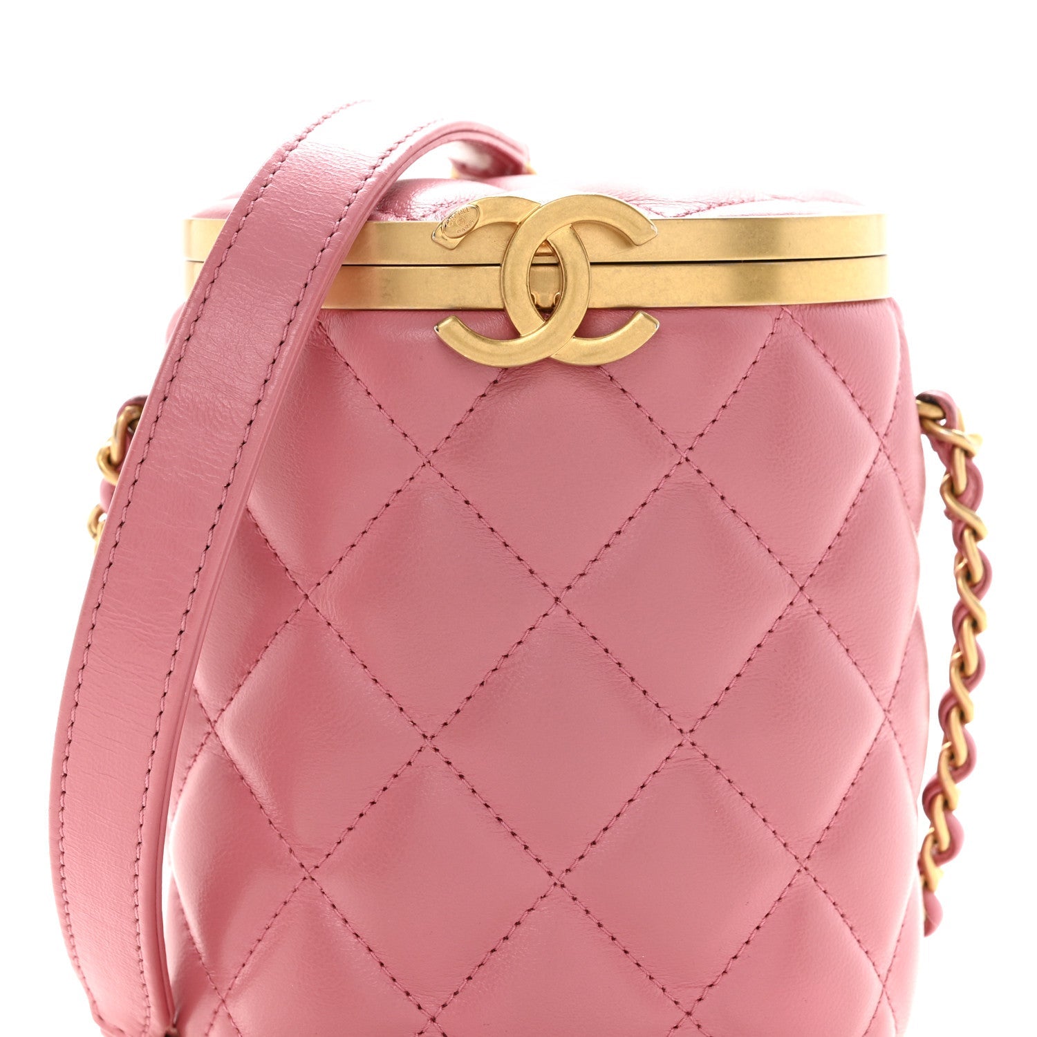 Chanel Lambskin Quilted Mini Crown Box Bag Pink