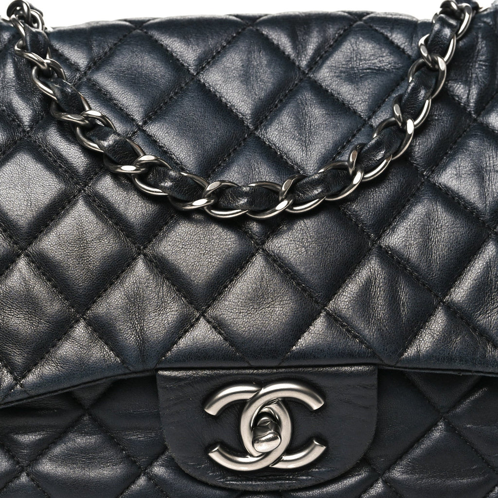 Chanel Lambskin Quilted Jumbo Single Flap Black