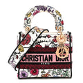 Christian Dior Canvas Florilegio Embroidered Mini Lady D-Lite White Multicolor