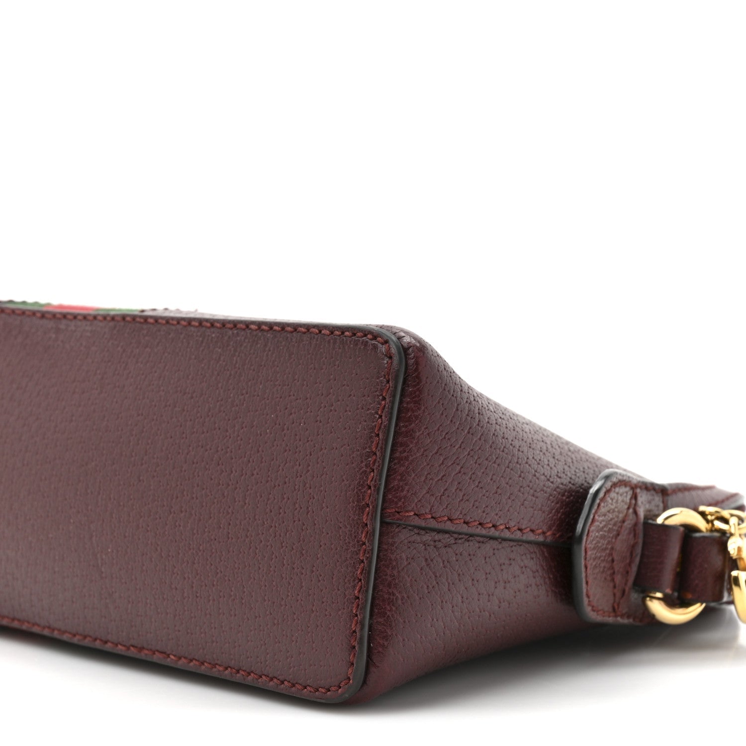 Gucci Textured Dollar Calfskin Web Small Ophidia Dome Shoulder Bag Burgundy