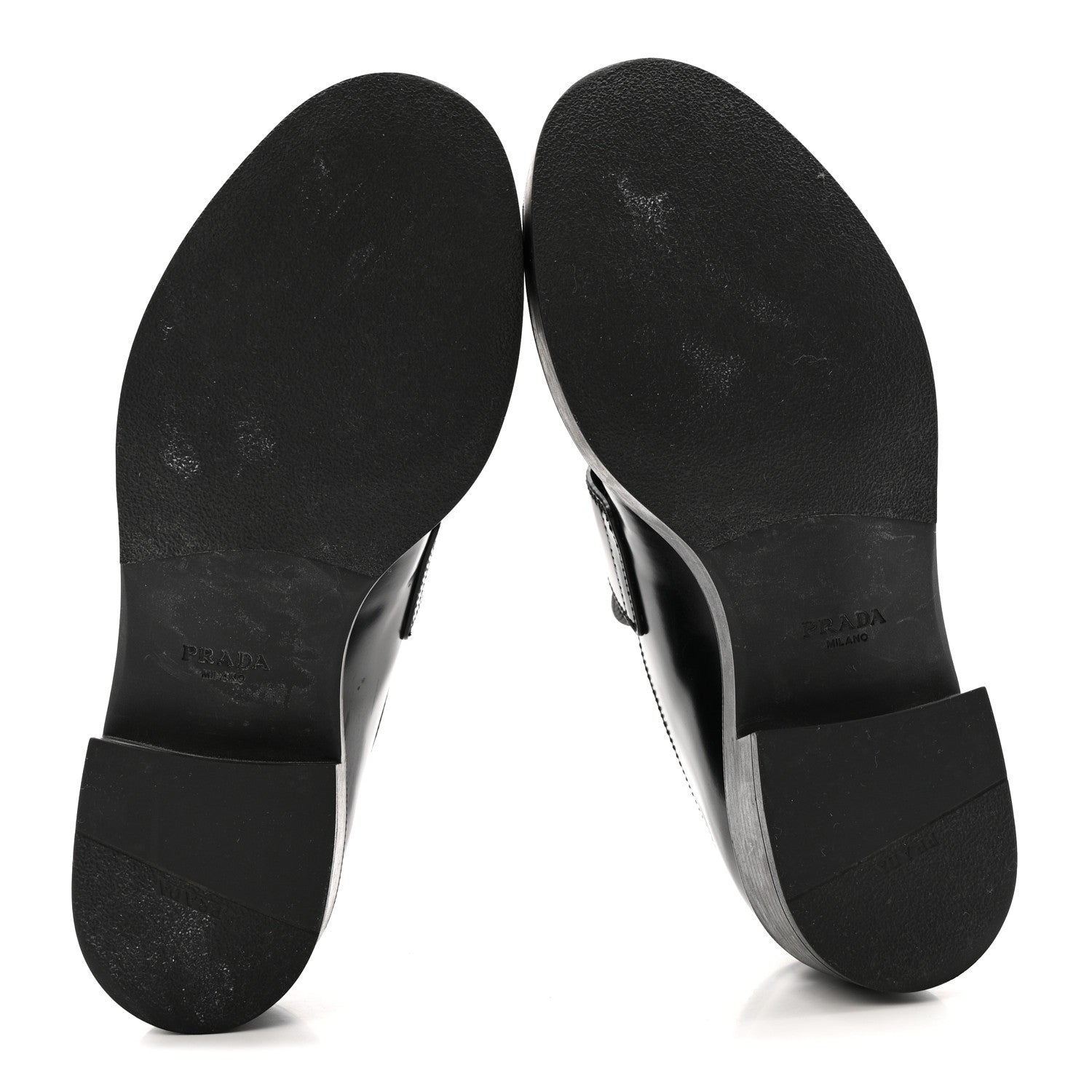 Prada Spazzolato Metal Triangle Logo 50mm Loafers 37.5 Black
