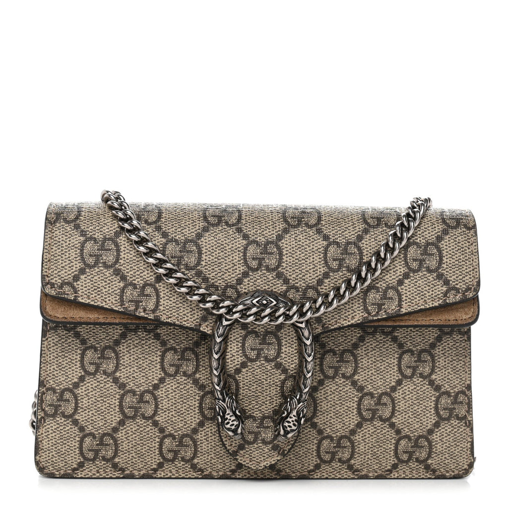 Gucci GG Supreme Monogram Super Mini Dionysus Shoulder Bag Taupe