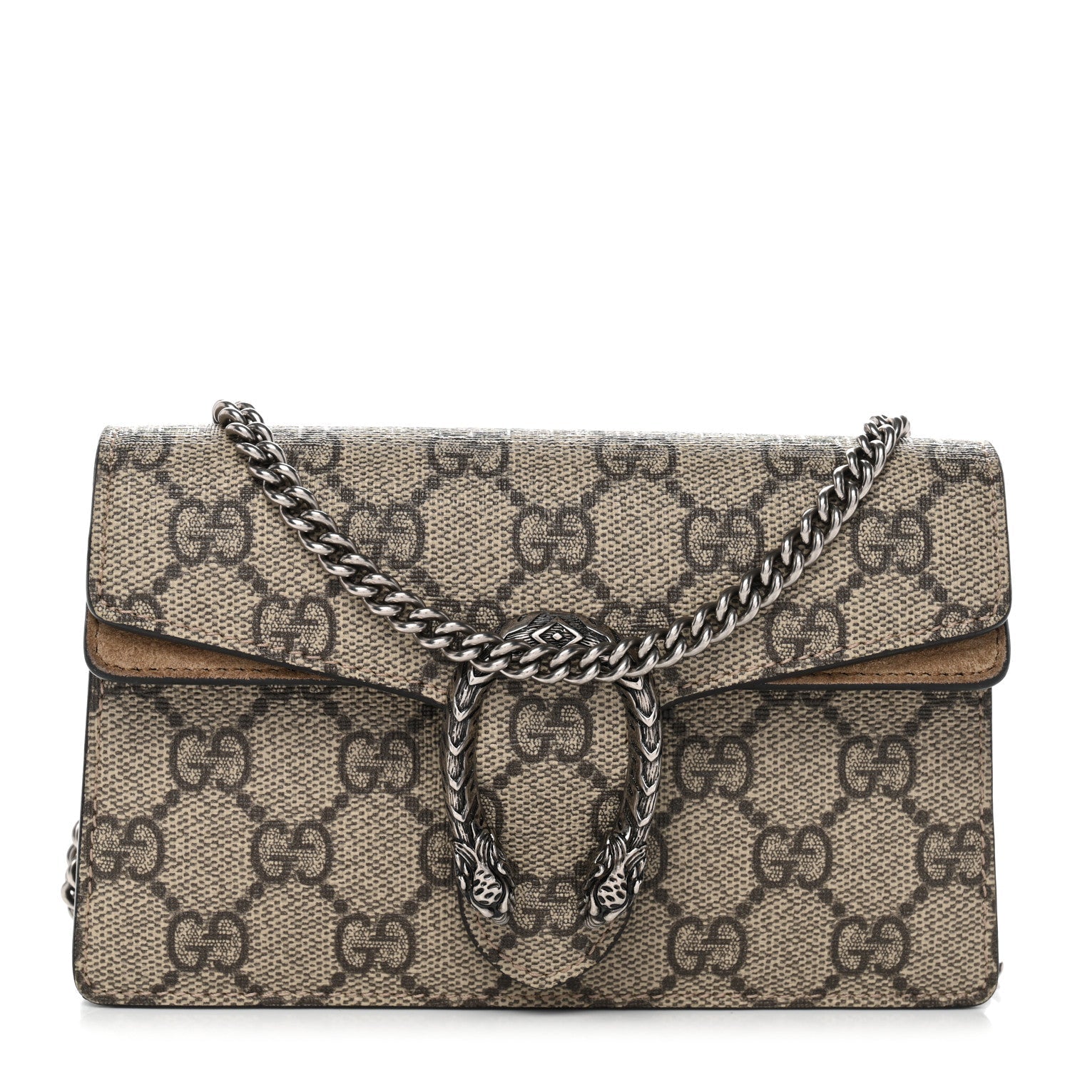Gucci GG Supreme Monogram Super Mini Dionysus Shoulder Bag Taupe