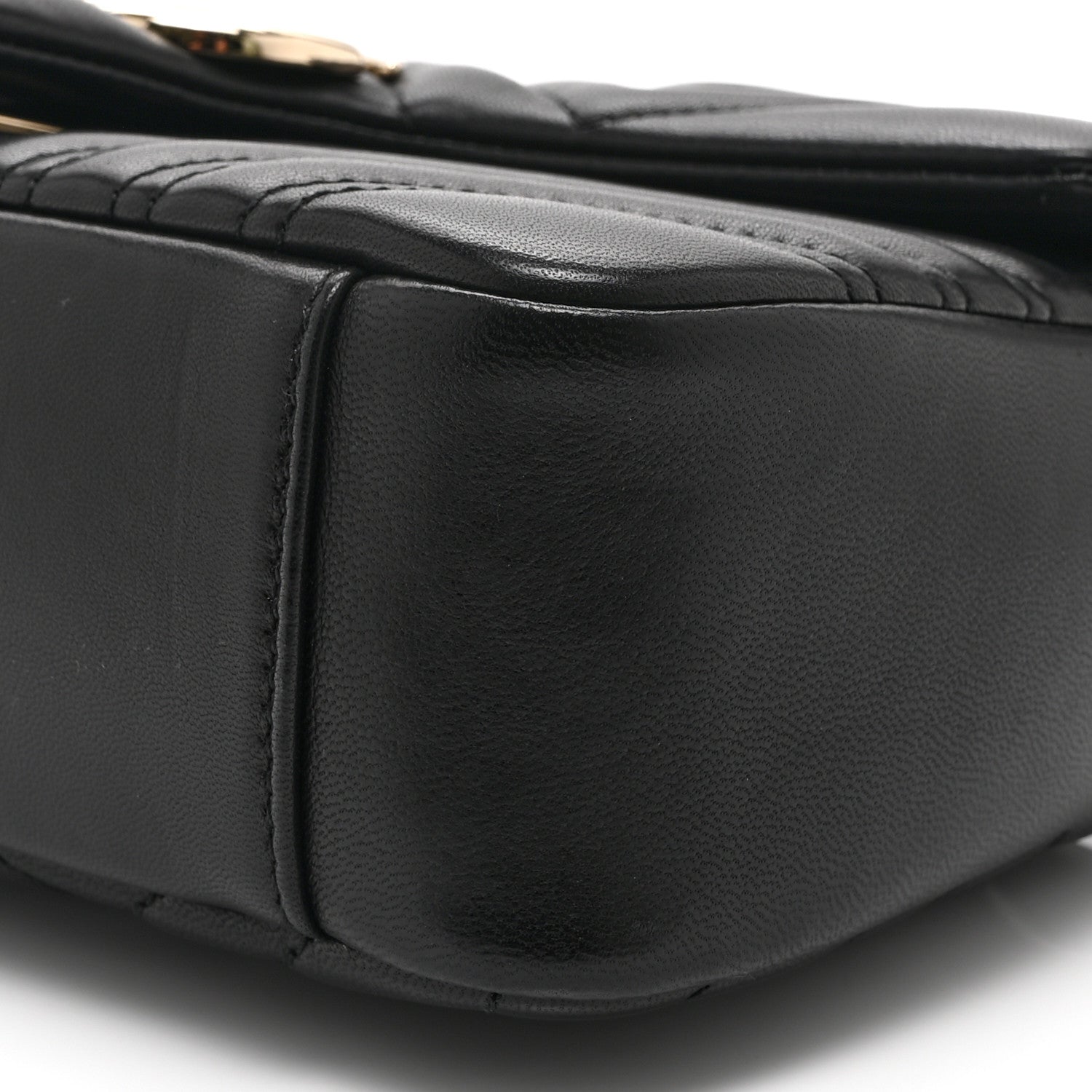Gucci Lambskin Matelasse Medium GG Marmont Shoulder Bag Black
