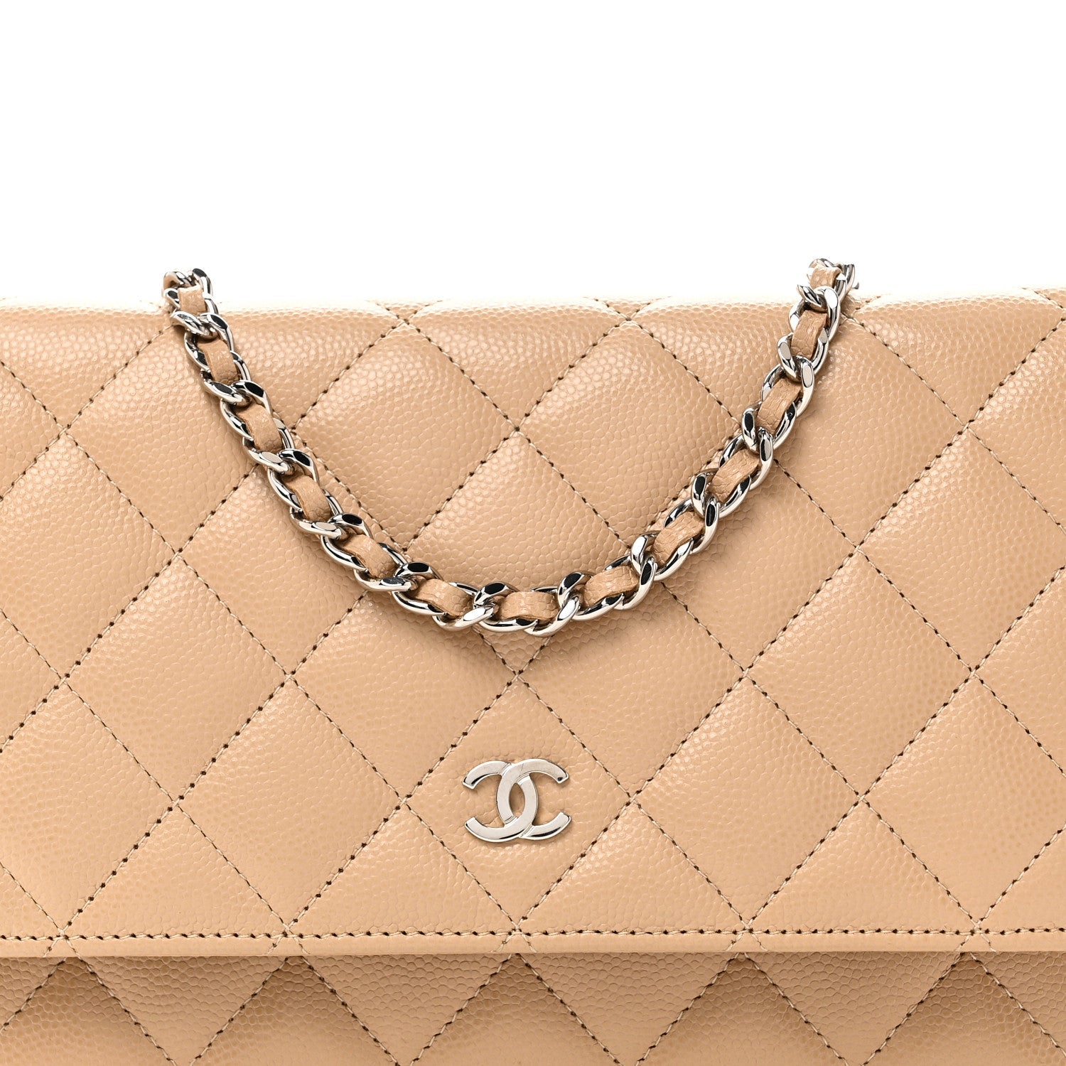 Chanel Caviar Quilted Wallet on Chain WOC Beige