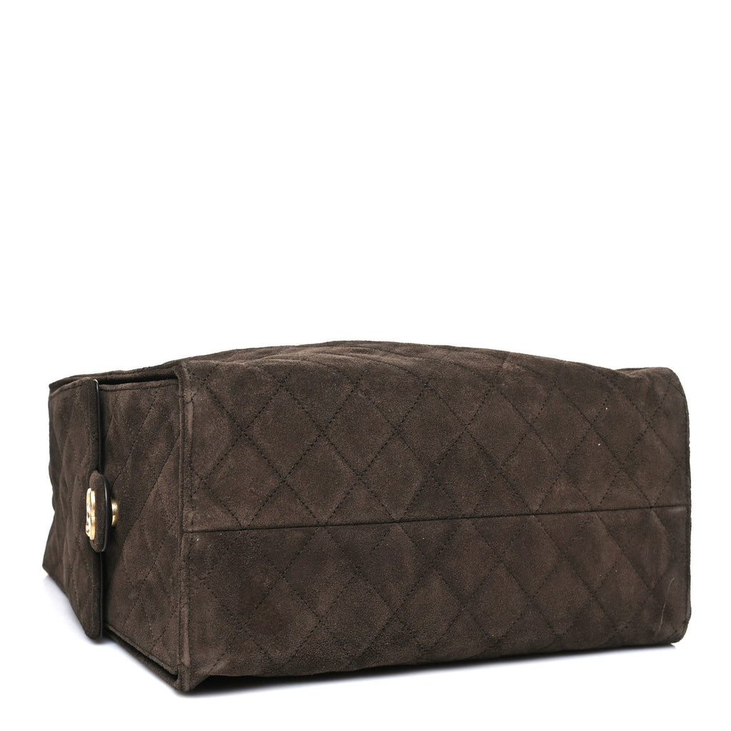 Chanel Suede Quilted Medium Chanel 25 Handbag Dark Brown