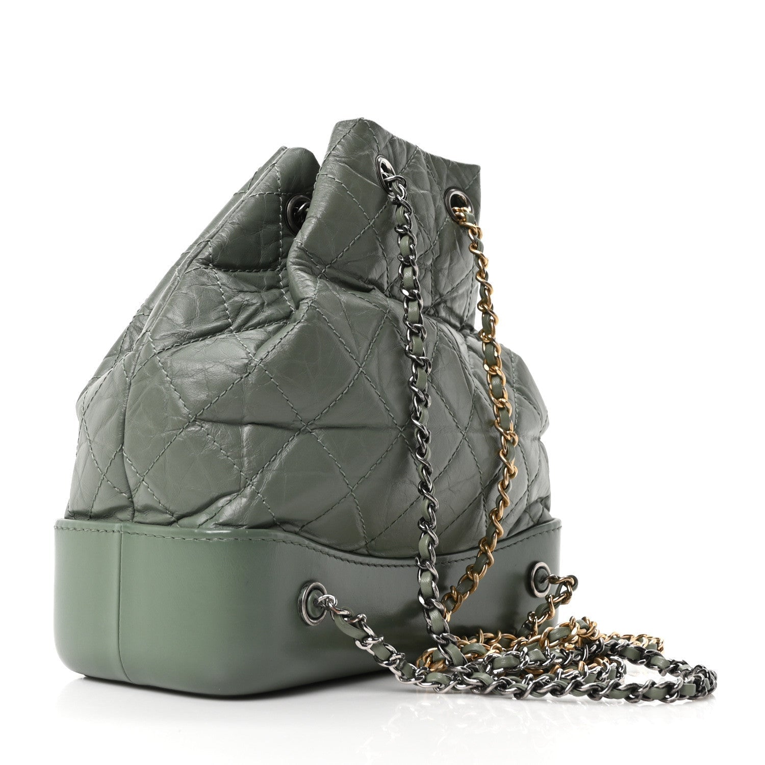 Chanel Aged Calfskin Quilted Small Gabrielle Backpack Green