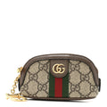 Gucci GG Supreme Monogram Web Ophidia Dome Key Pouch Beige New Acero