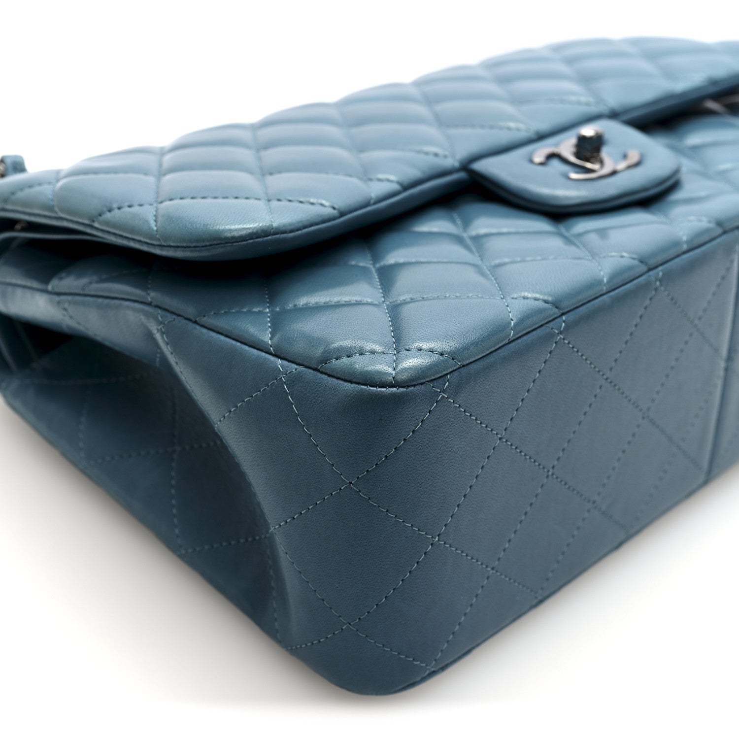 Chanel Lambskin Quilted Jumbo Double Flap Turquoise