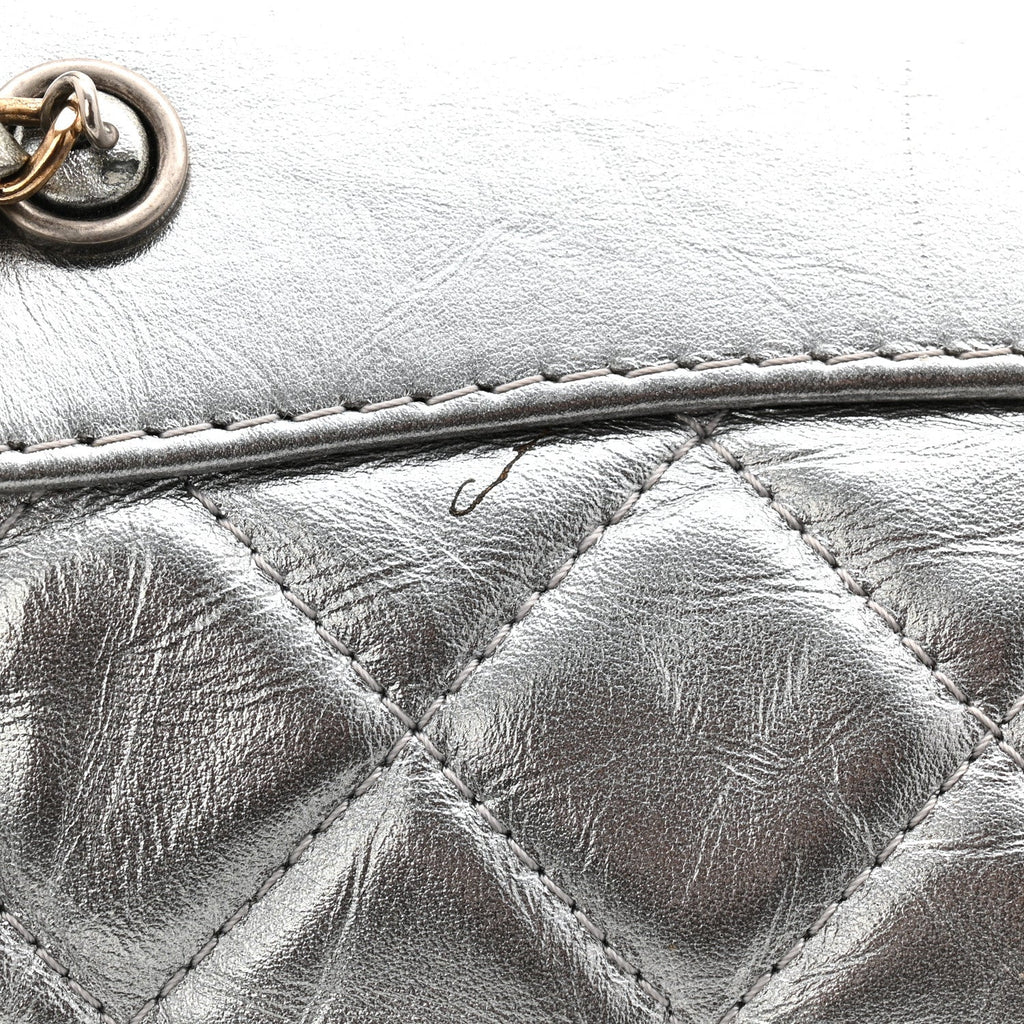 Chanel Metallic Crumpled Calfskin Quilted Small Gabrielle Backpack Silver