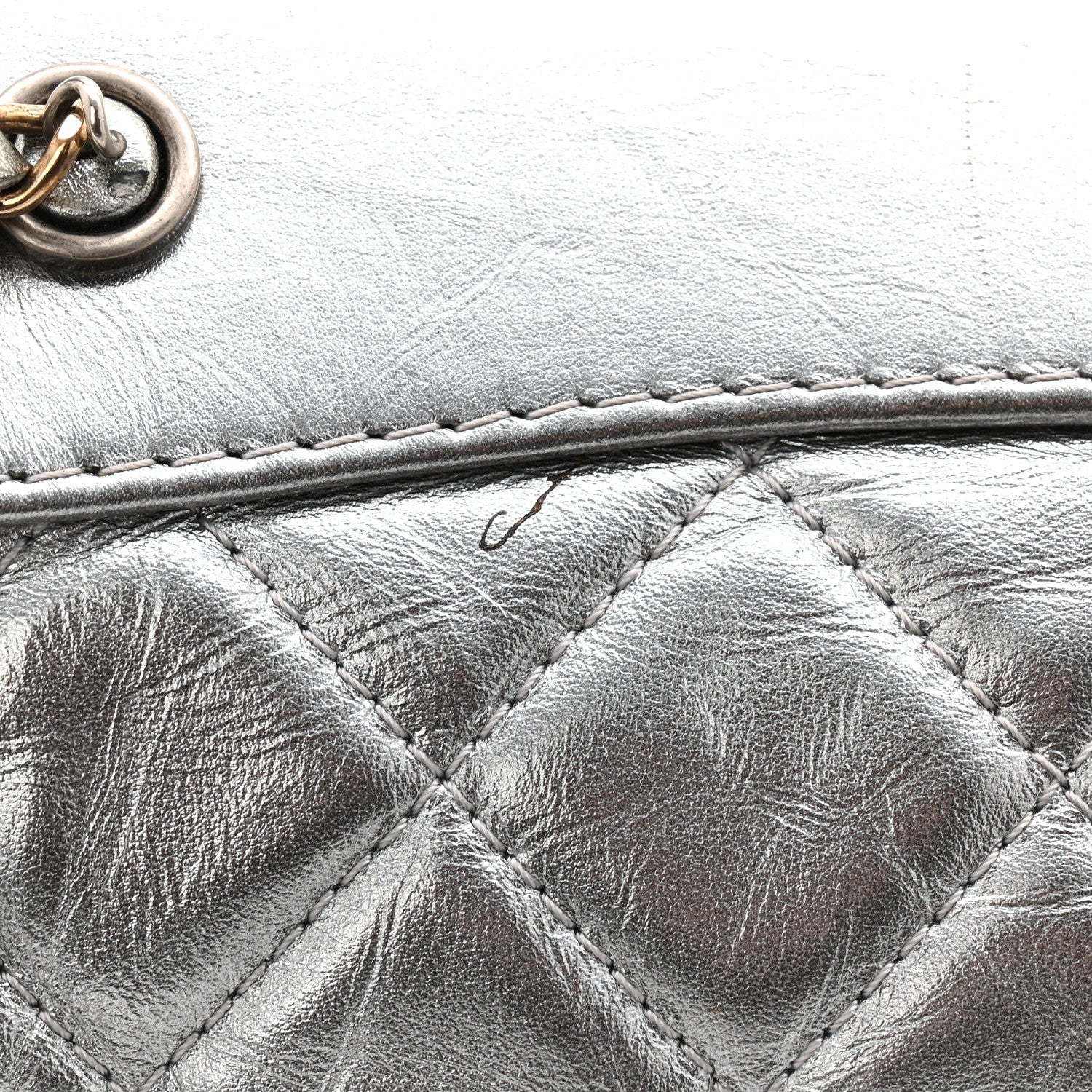 Chanel Metallic Crumpled Calfskin Quilted Small Gabrielle Backpack Silver
