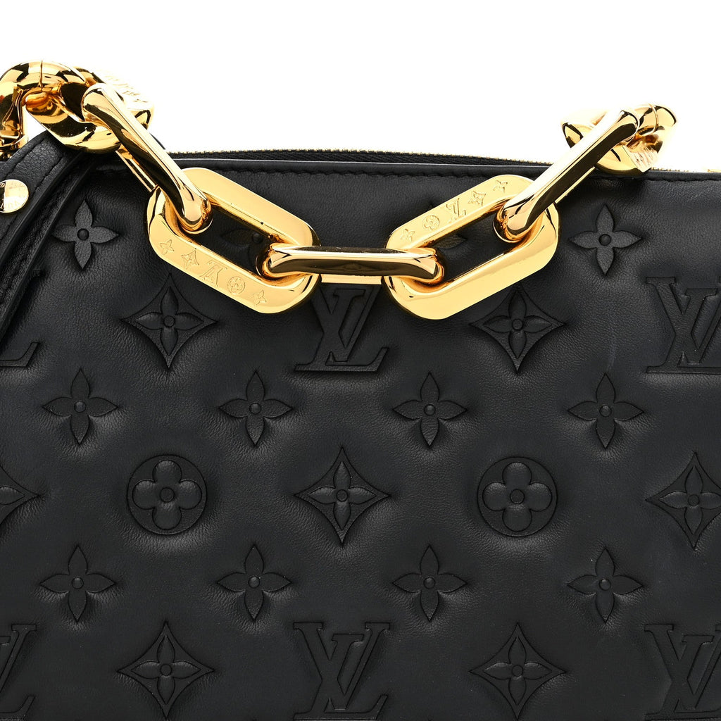 Louis Vuitton Lambskin Embossed Monogram Coussin BB Black