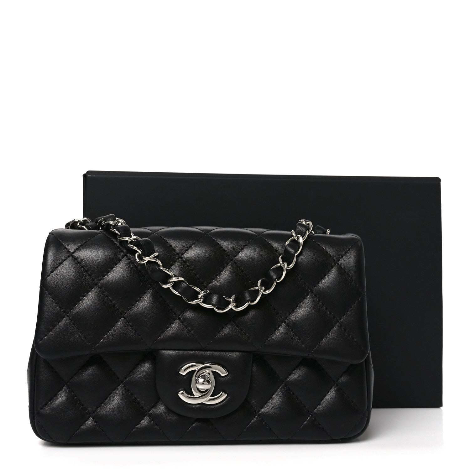 Chanel Lambskin Quilted Mini Rectangular Flap Black