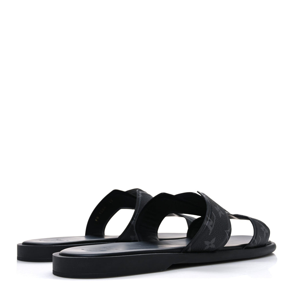 Louis Vuitton Monogram Eclipse Calfskin Mens LV Oasis Mules 12 Black