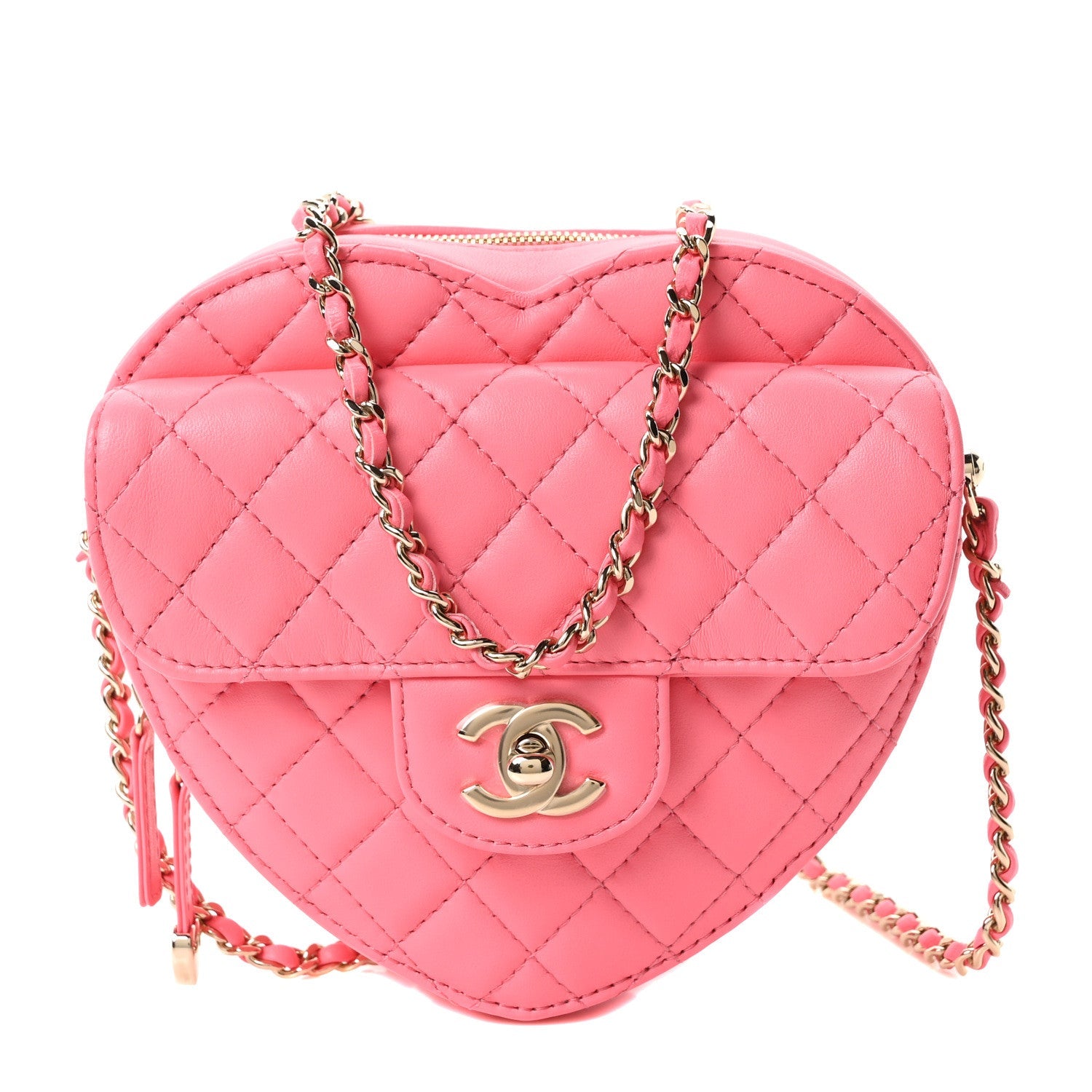 Chanel Lambskin Quilted CC In Love Heart Bag Pink