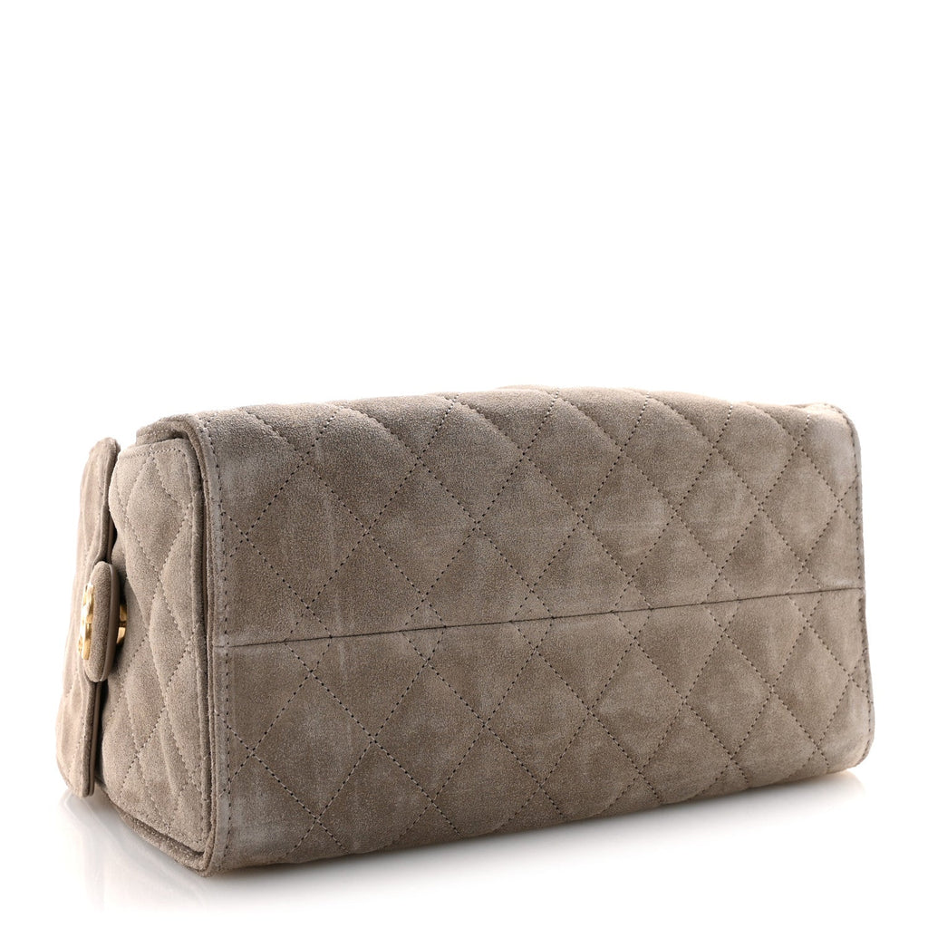 Chanel Suede Quilted Small Chanel 25 Handbag Dark Grey