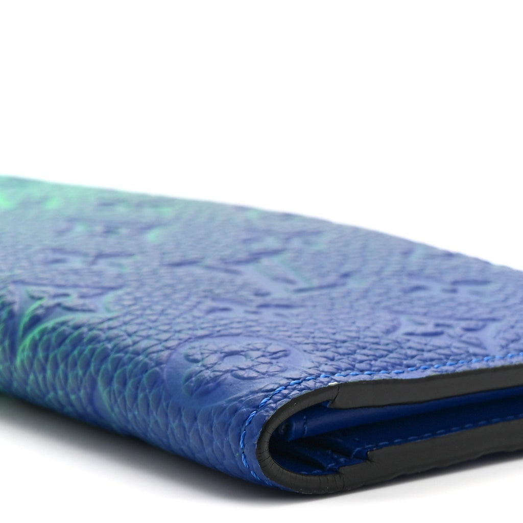 Louis Vuitton Taurillon Illusion Brazza Wallet Bleu Vert