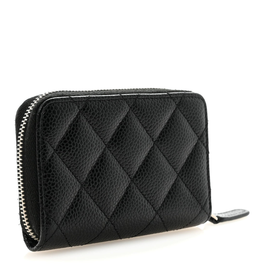 Caviar Quilted Zip Coin Purse Black