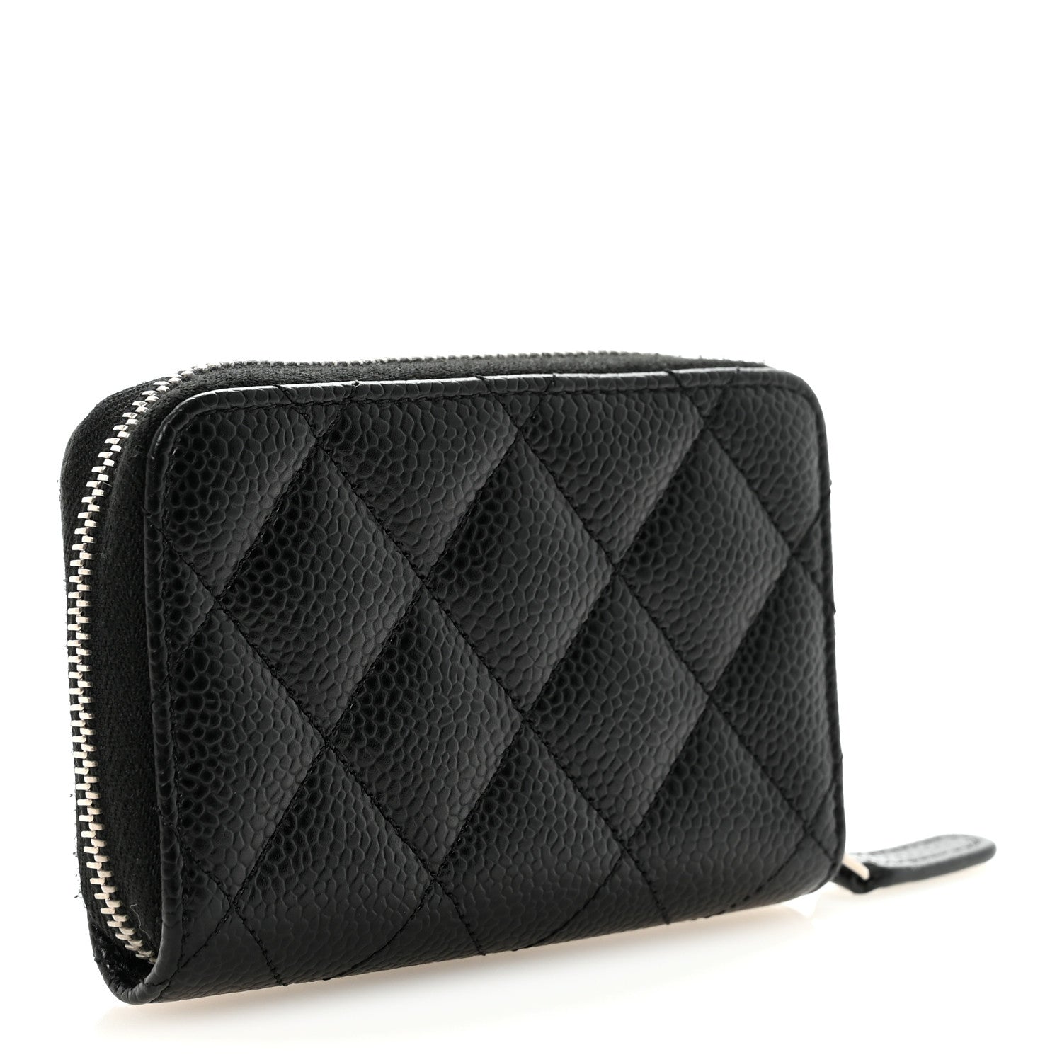 Caviar Quilted Zip Coin Purse Black