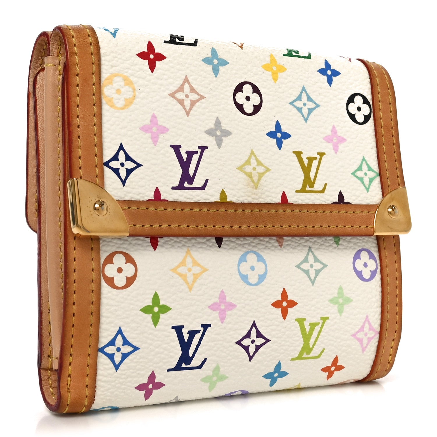 Louis Vuitton Monogram Multicolor Porte-Monnaie Billets Wallet White