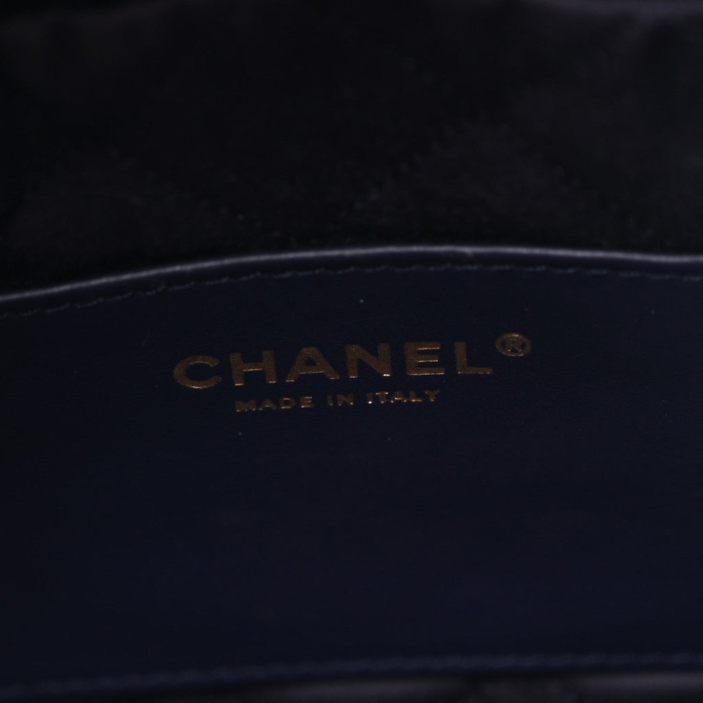 Chanel Shiny Calfskin Quilted Mini Chanel 22 Navy Blue
