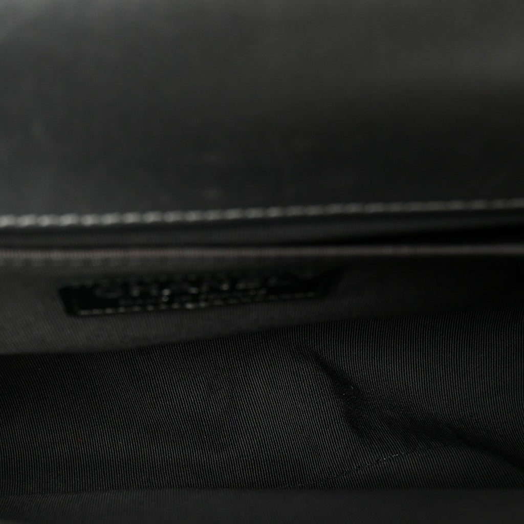 Chanel Tweed Metallic Lambskin Medium Boy Flap Silver