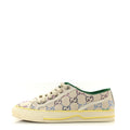 Gucci Canvas Lame Crystal GG Monogram Womens 1977 Tennis Sneakers 36 Gardenia Silver Mystic White